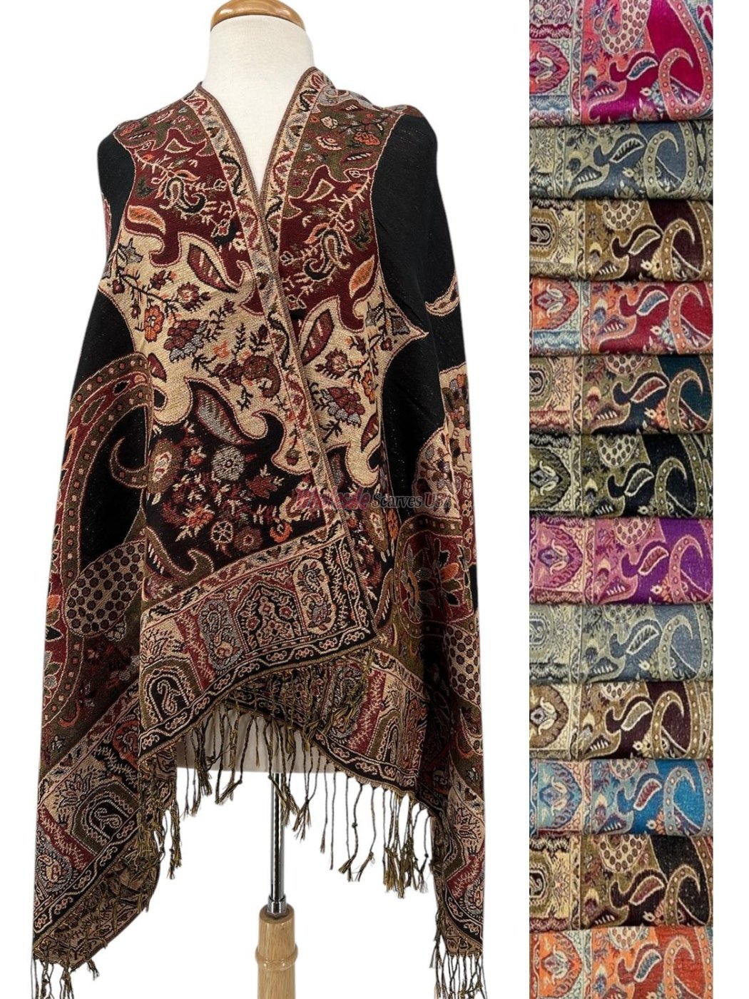 (image for) Metallic Multi Print Pashmina (1Dz, 12Colors)