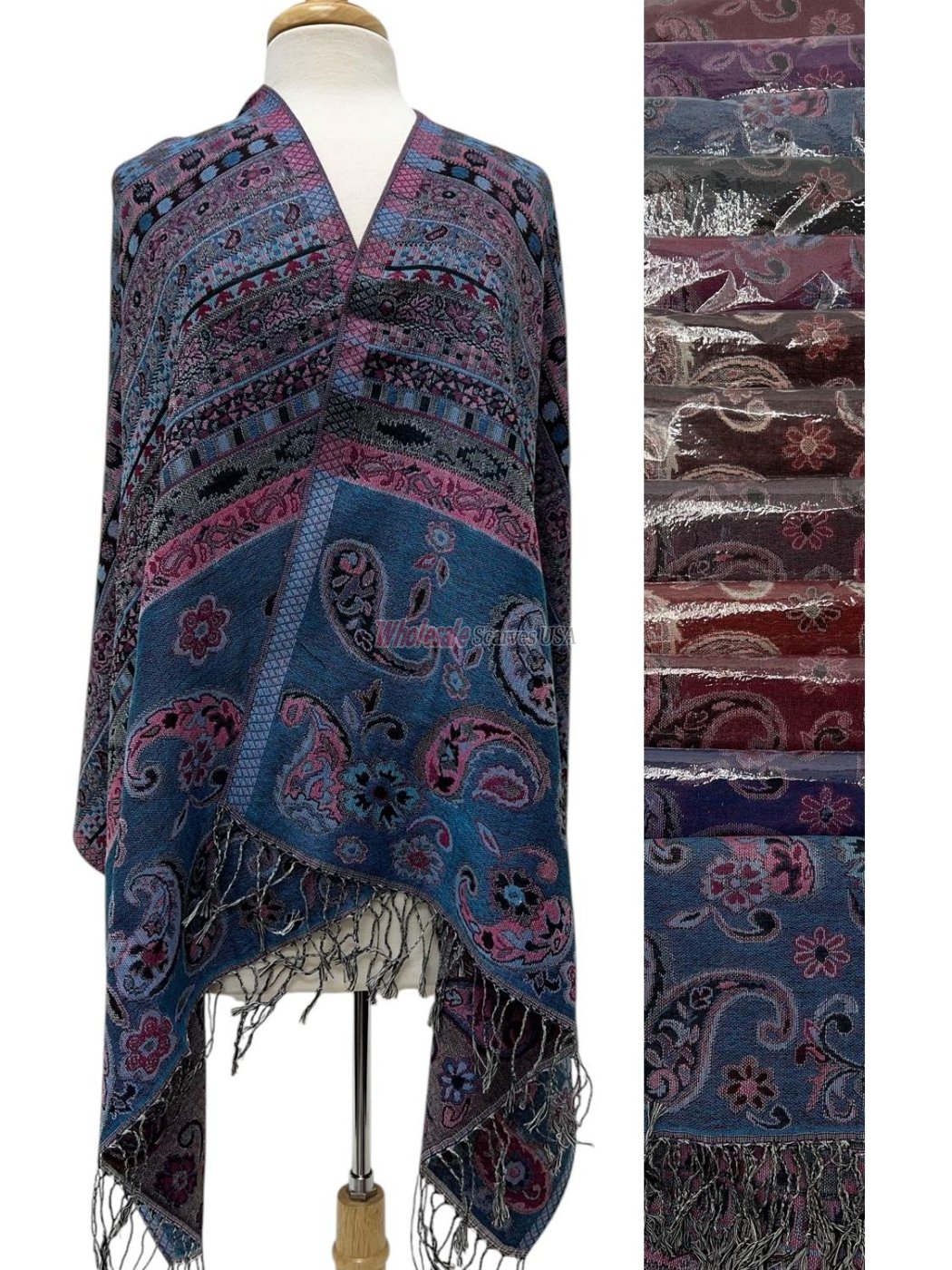 (image for) Classic Floral Paisley Pashmina (10 colors, 1Doz)