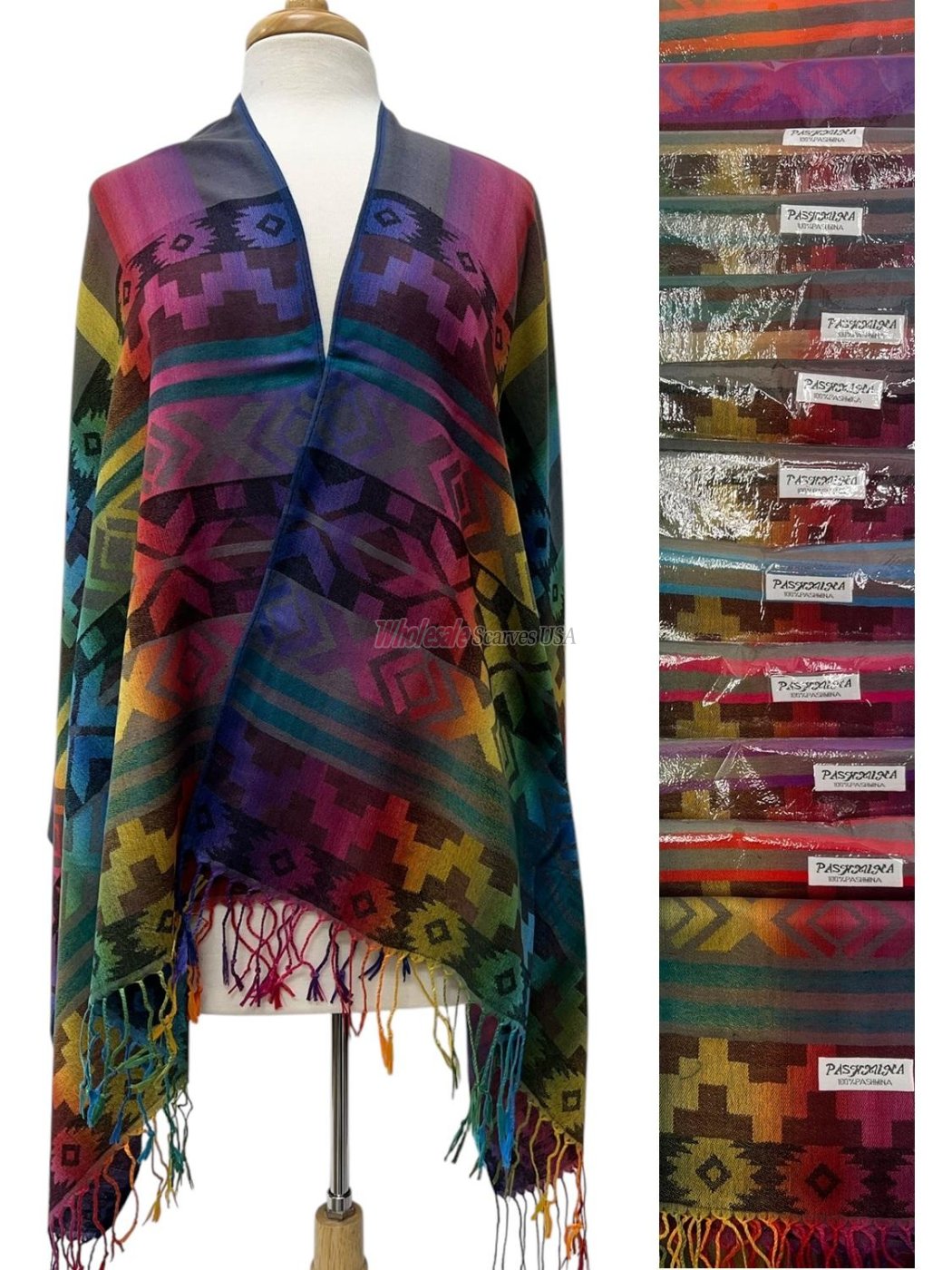 (image for) Peruvian Geometric Pashmina (12 Colors , 1 Doz)