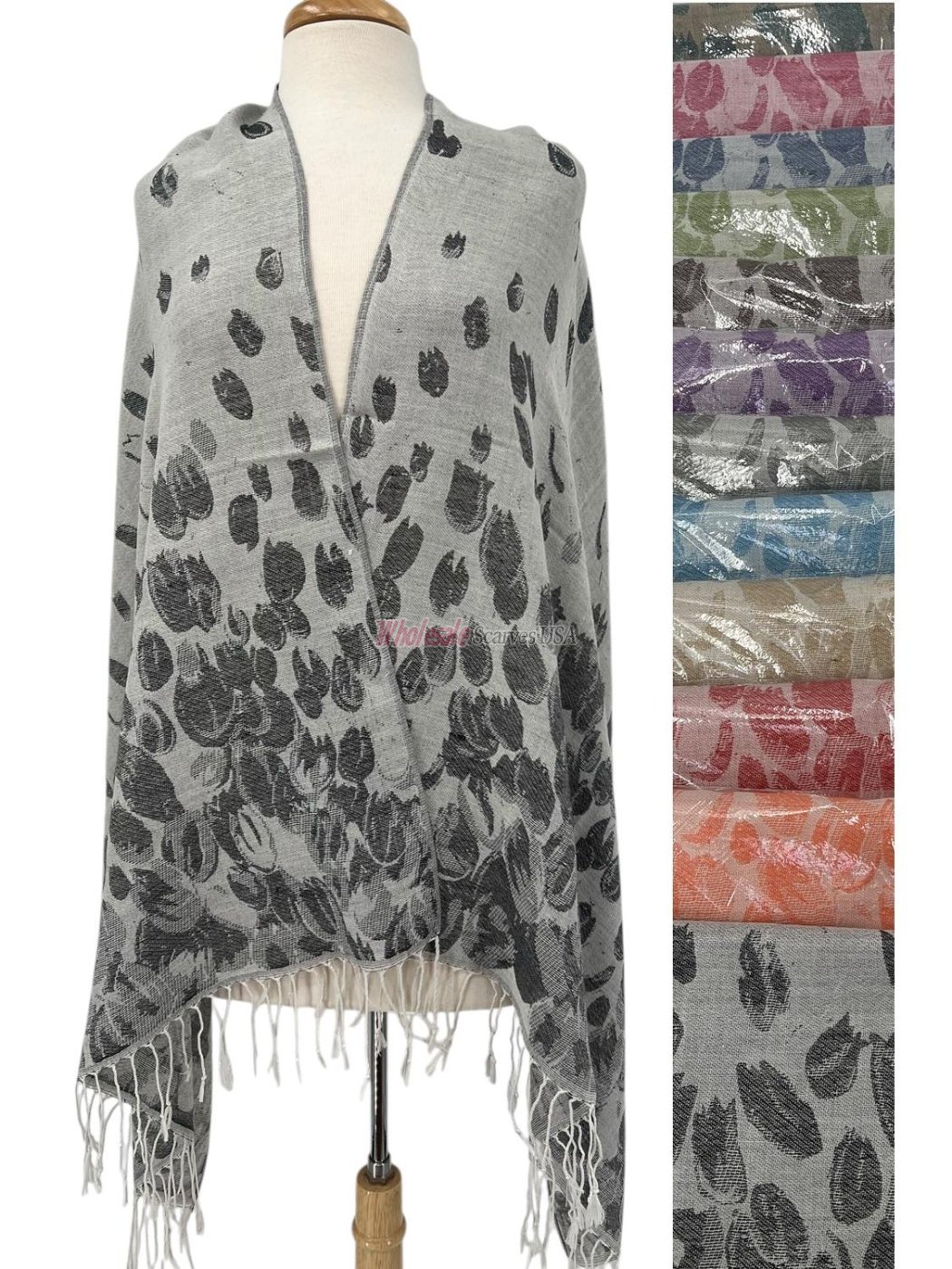 (image for) Blooming Tulip Pattern Pashmina (12Colors, 1Doz)