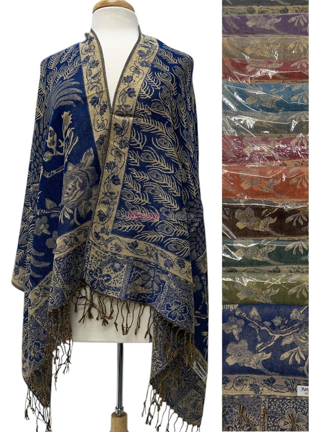 (image for) Metallic Peacock Pashmina ( 12 colors , 1 Doz)