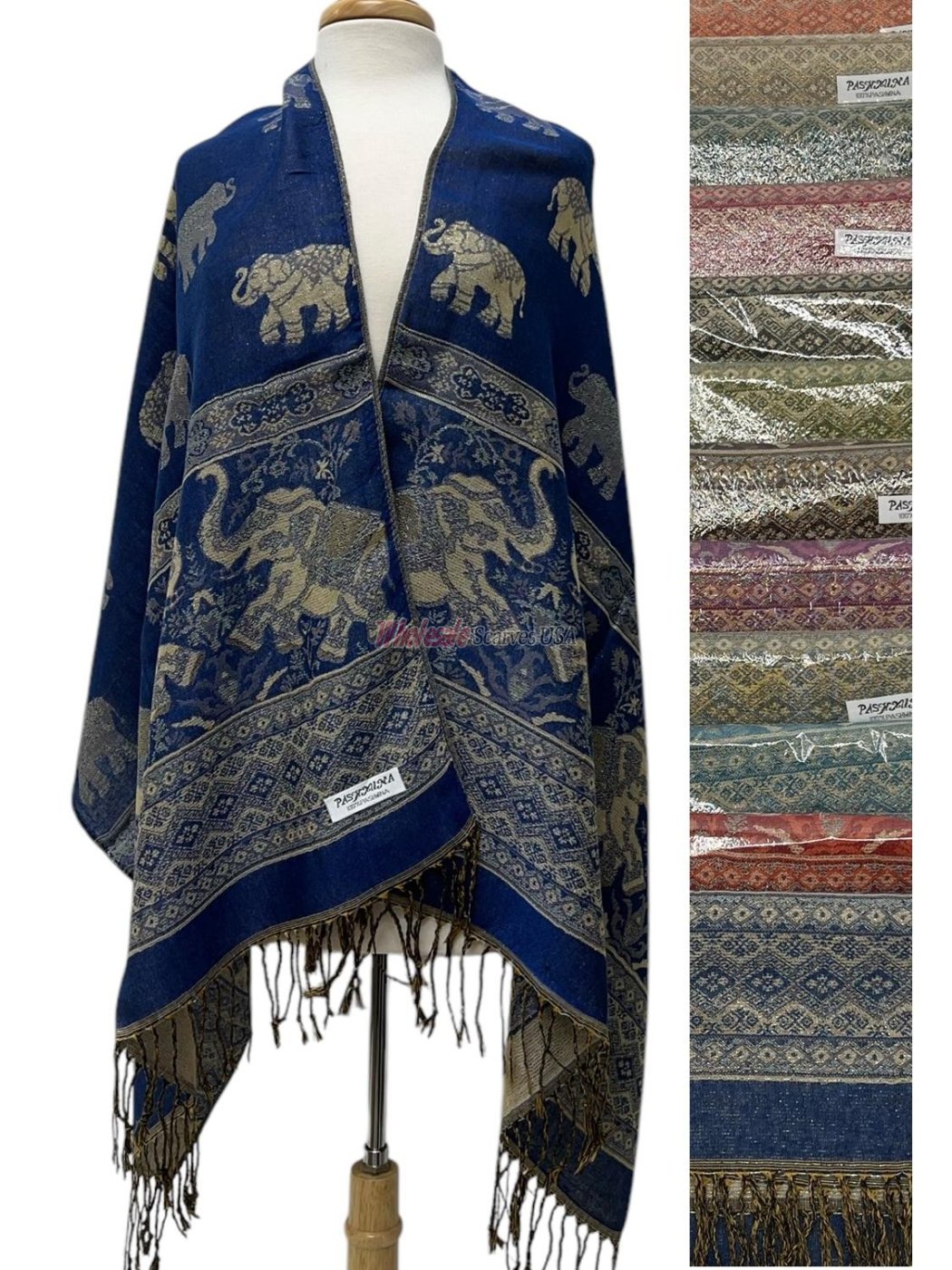 (image for) Metallic Elephant Pashmina ( 12 colors , 1 Doz)