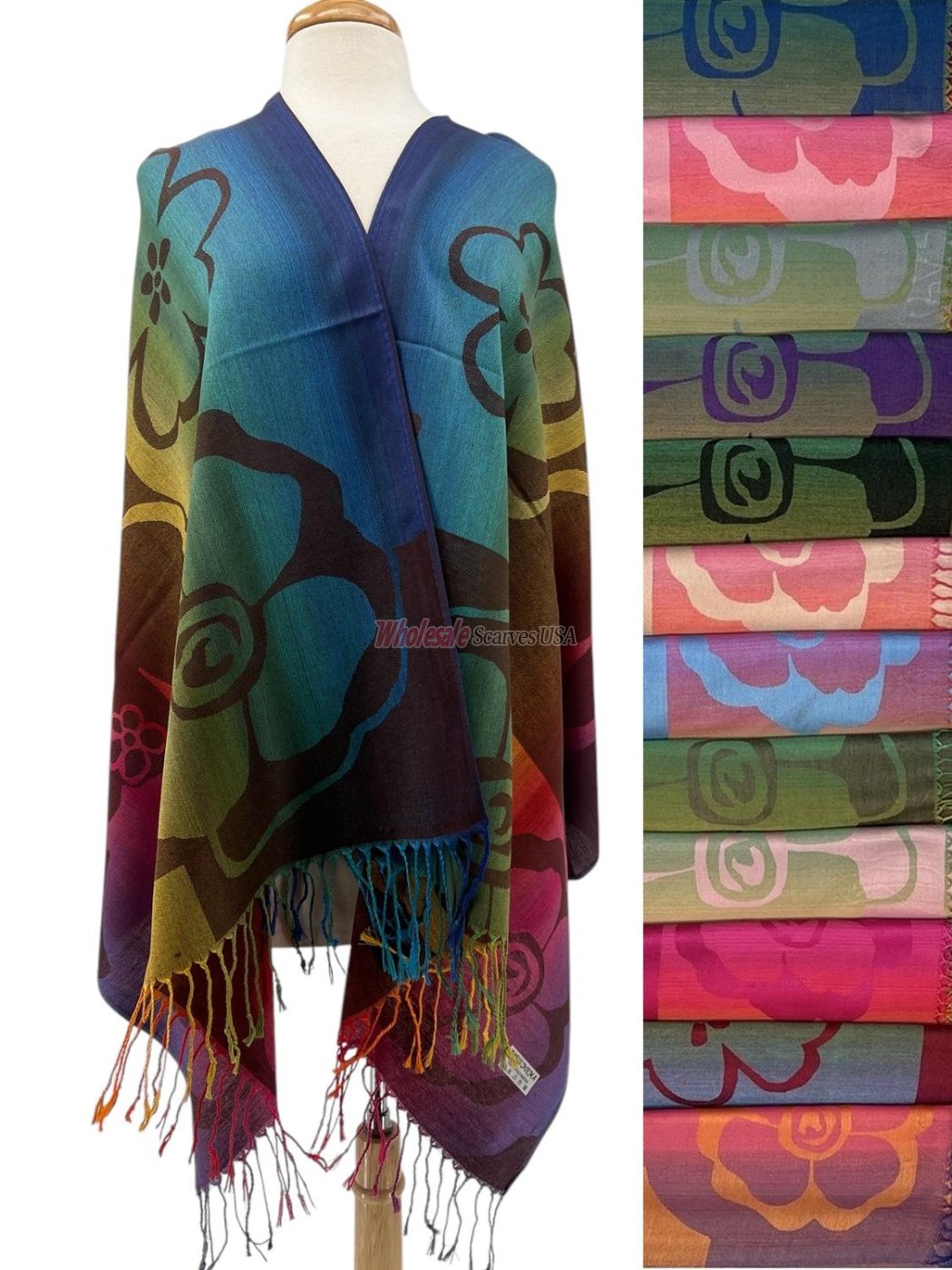 (image for) Colorful Flower Pedal Pashmina (12 Colors Assorted)