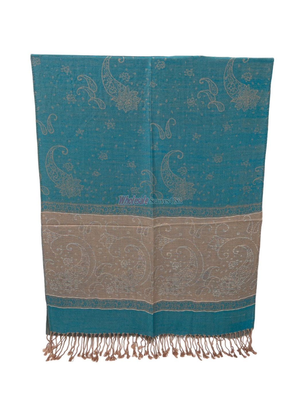 (image for) Paisley Lurex Pashmina Turquoise