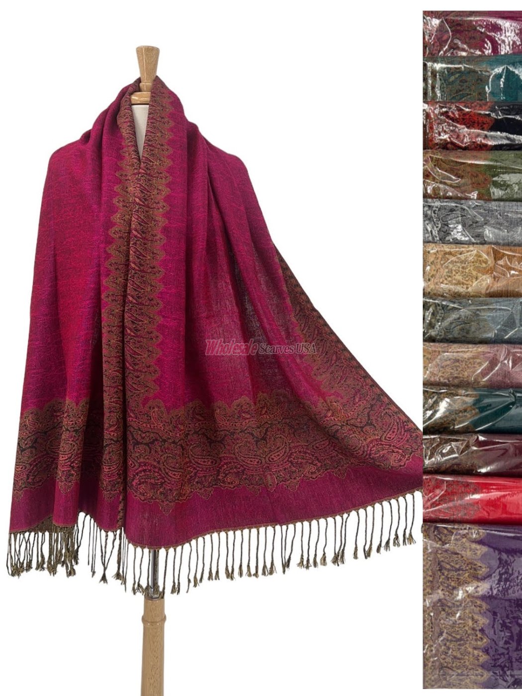 (image for) Jacquard Border Scarf 1 DZ, Asst. Color