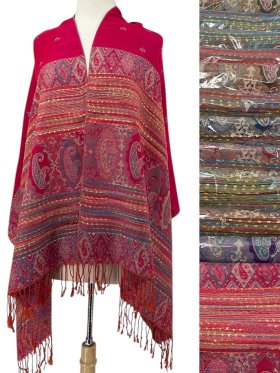 Rainbow Paisley Thick Pashmina Shawl ( 11Colors, 1Doz)
