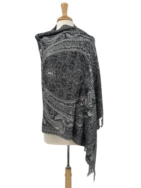 Giant Paisley Shawl Black/White