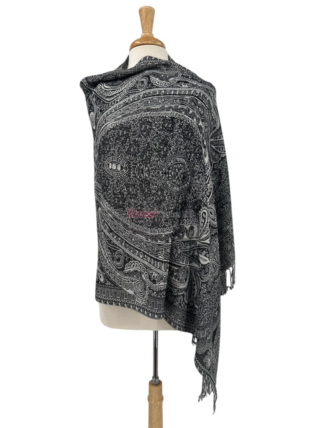 (image for) Giant Paisley Shawl Black/White