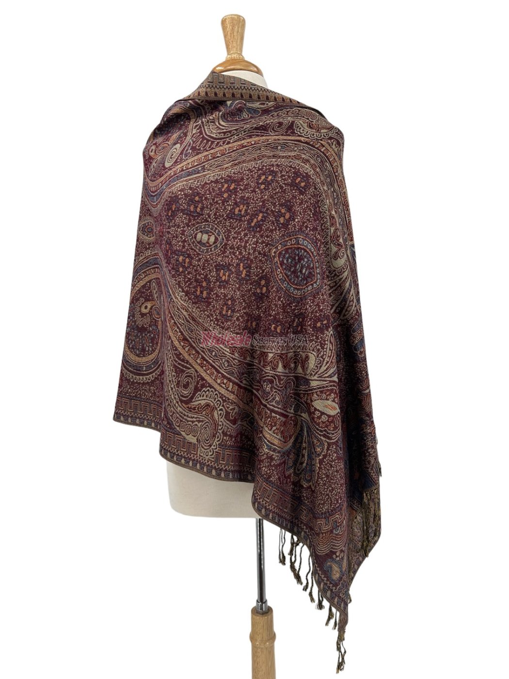 (image for) Giant Paisley Shawl Burgundy