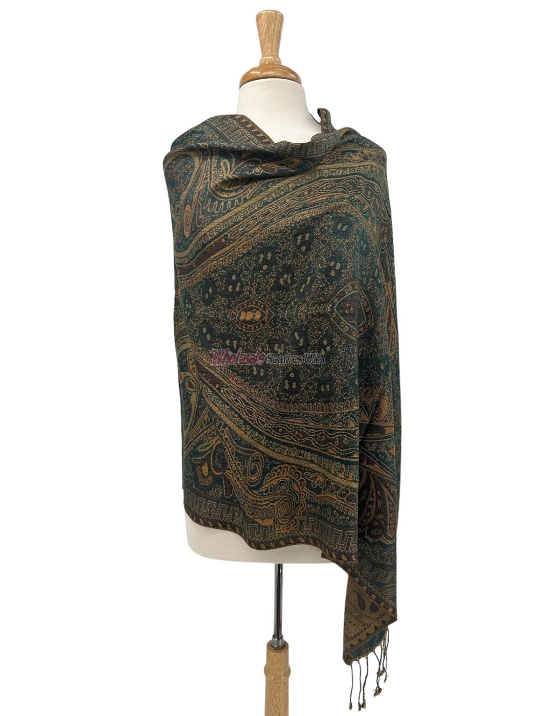 (image for) Giant Paisley Shawl L-Teal