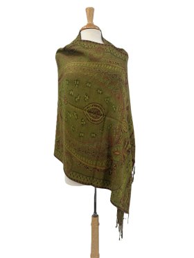 Giant Paisley Shawl Olive/Green