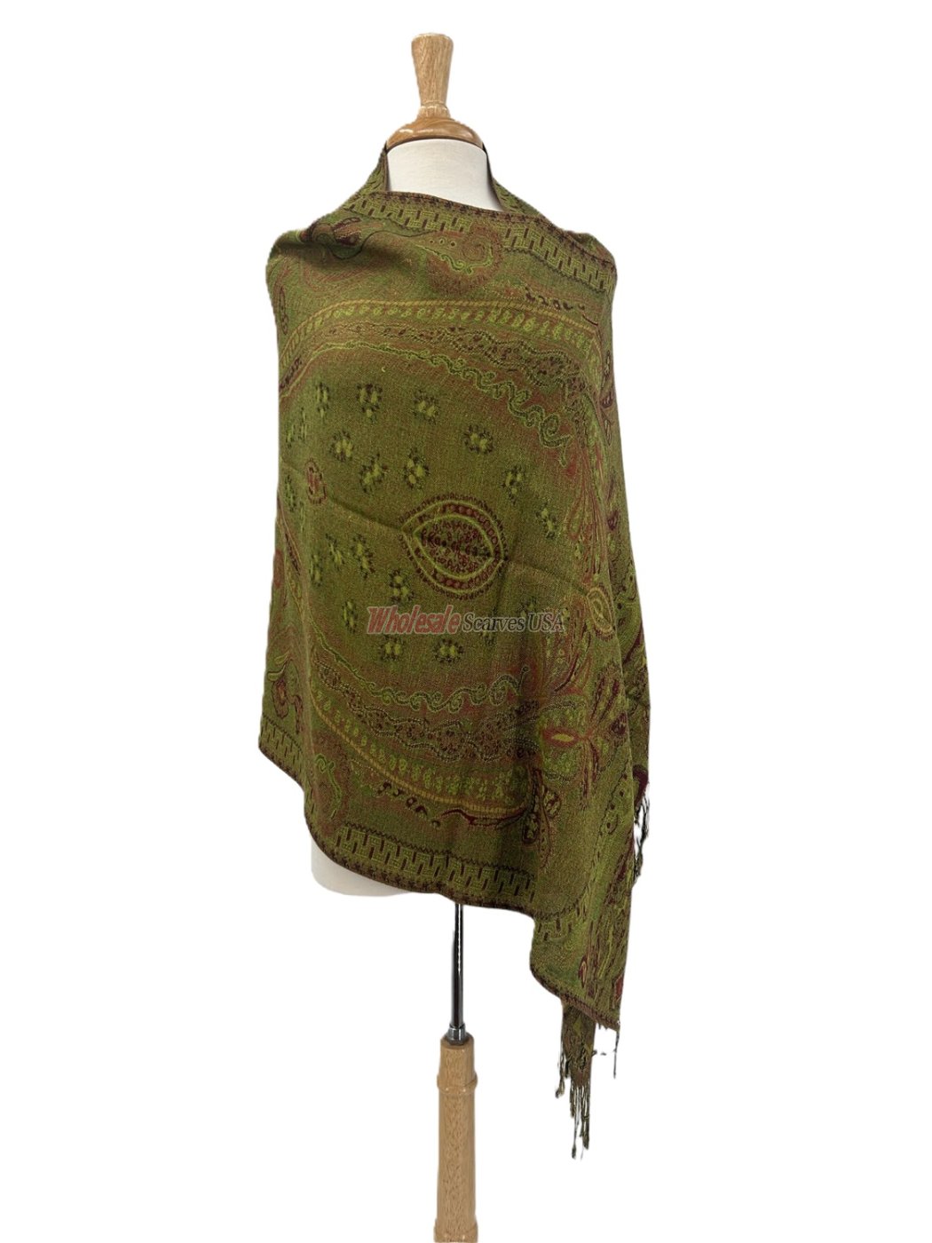 (image for) Giant Paisley Shawl Olive/Green