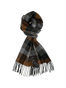 Cashmere Feel Plaid Scarf Brown 12-pack