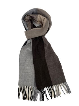 Cashmere Feel Plaid Scarf Brown 12-pack
