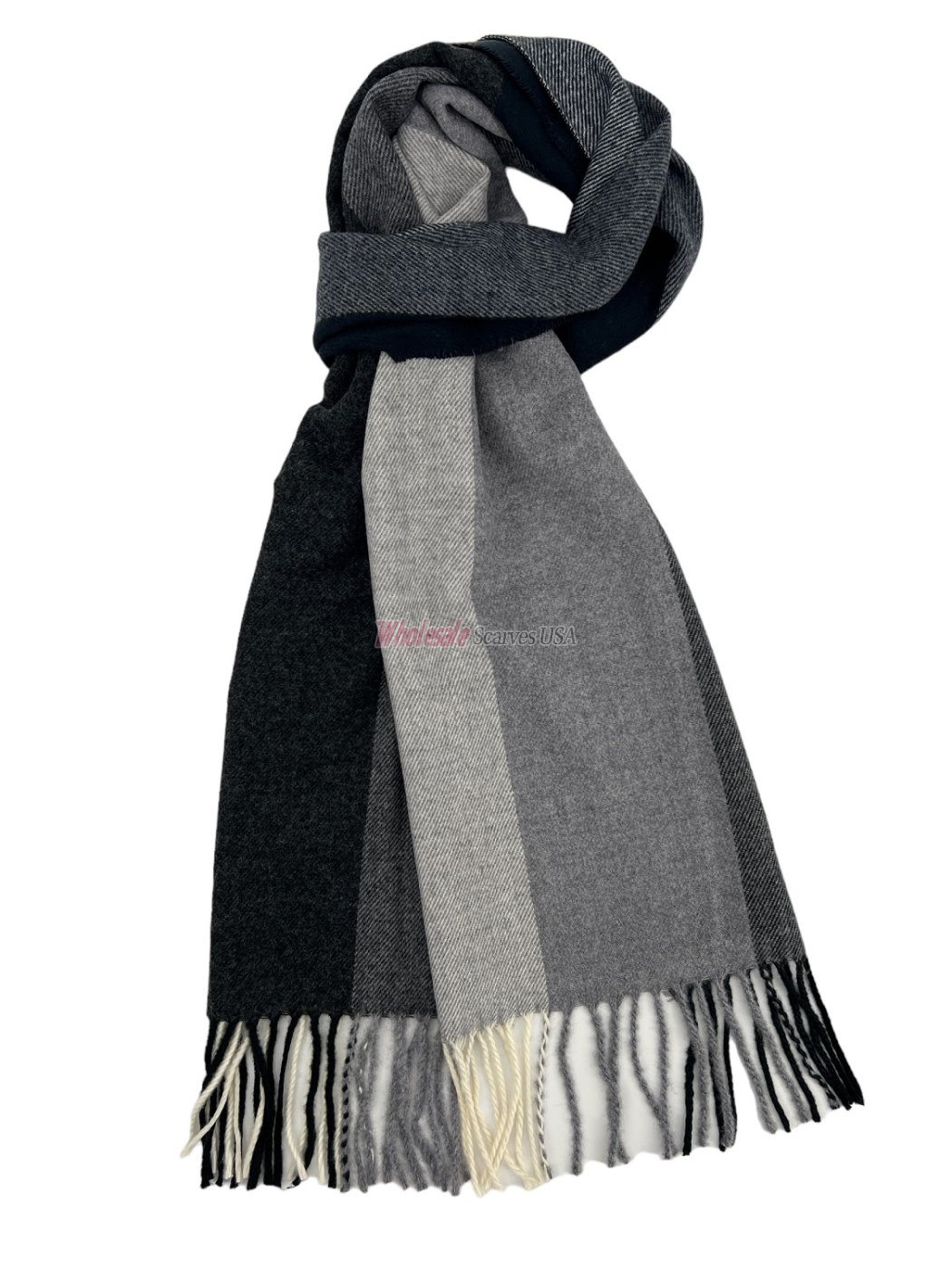 (image for) Cashmere Feel Plaid Scarf Grey 12-pack