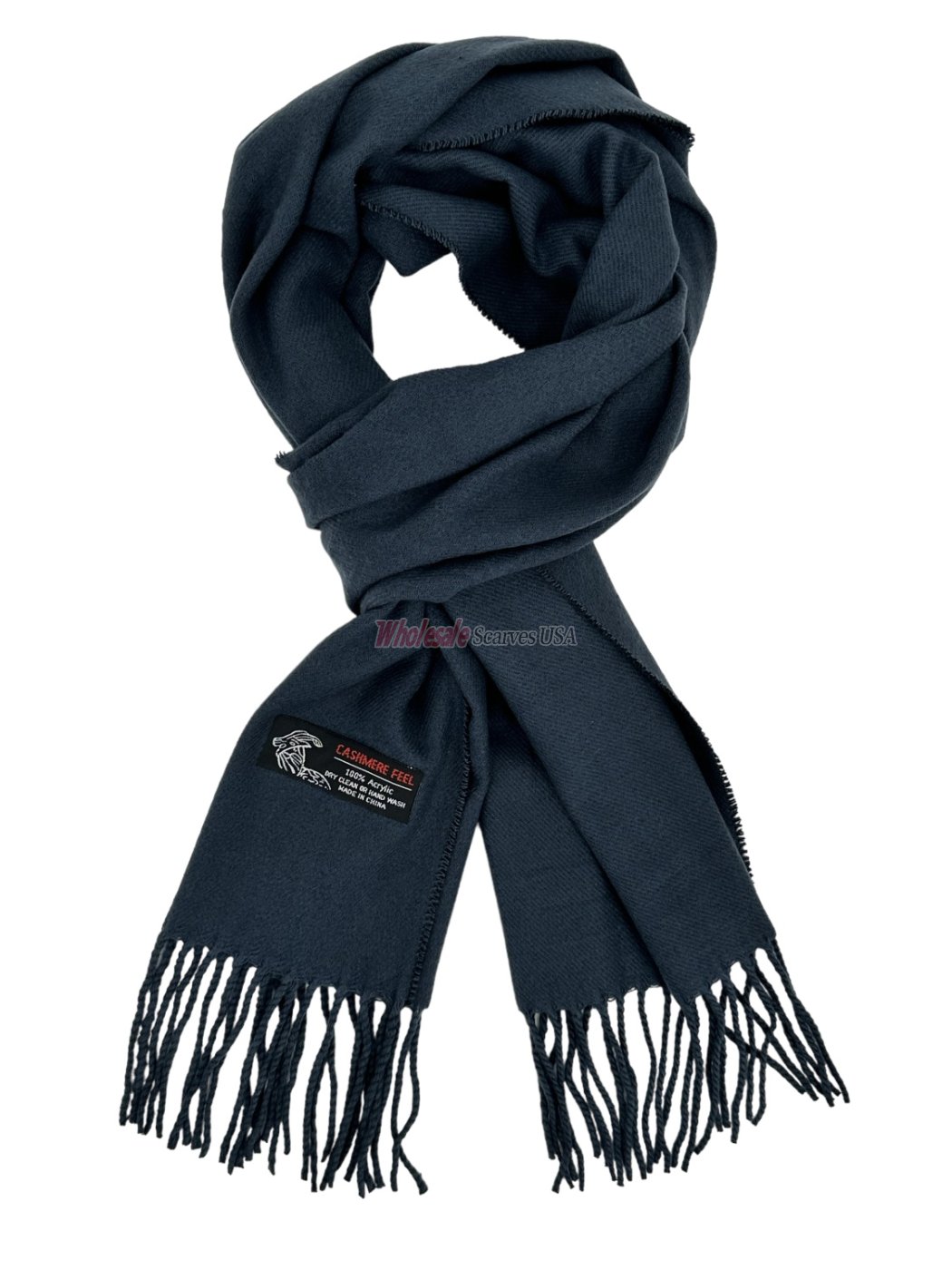 (image for) Woven Plain Scarf Steel Blue