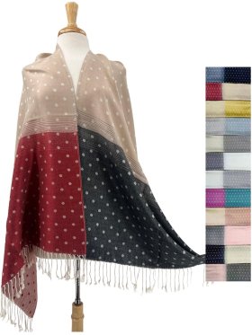 Unique Polka Dot Pashmina Shawl 1 DZ, Asst. Color