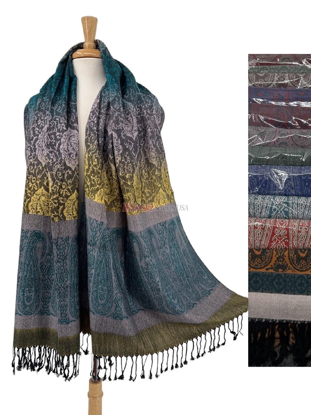 (image for) Colorful Paisley Pashmina 1 DZ, Asst. Color