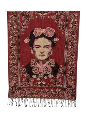 Divine Frida Kahlo Pashmina Maroon/Black