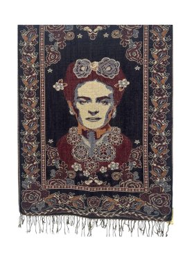 Divine Frida Kahlo Pashmina Black/Burgundy