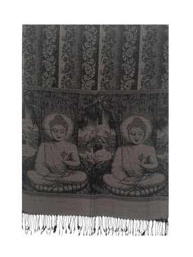 Buddha Meditation Prayer Pashmina Black