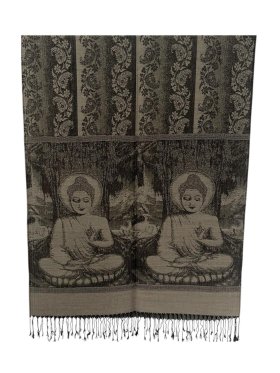 Buddha Meditation Prayer Pashmina Grey
