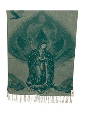 Virgen De Guadalupe Shawl Scarf Green