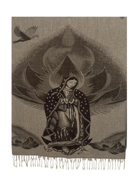 Virgen De Guadalupe Shawl Scarf Beige