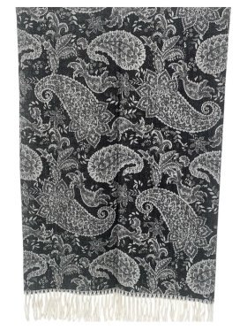 Boho Chic Paisley Cashmere Feel Shawl Black