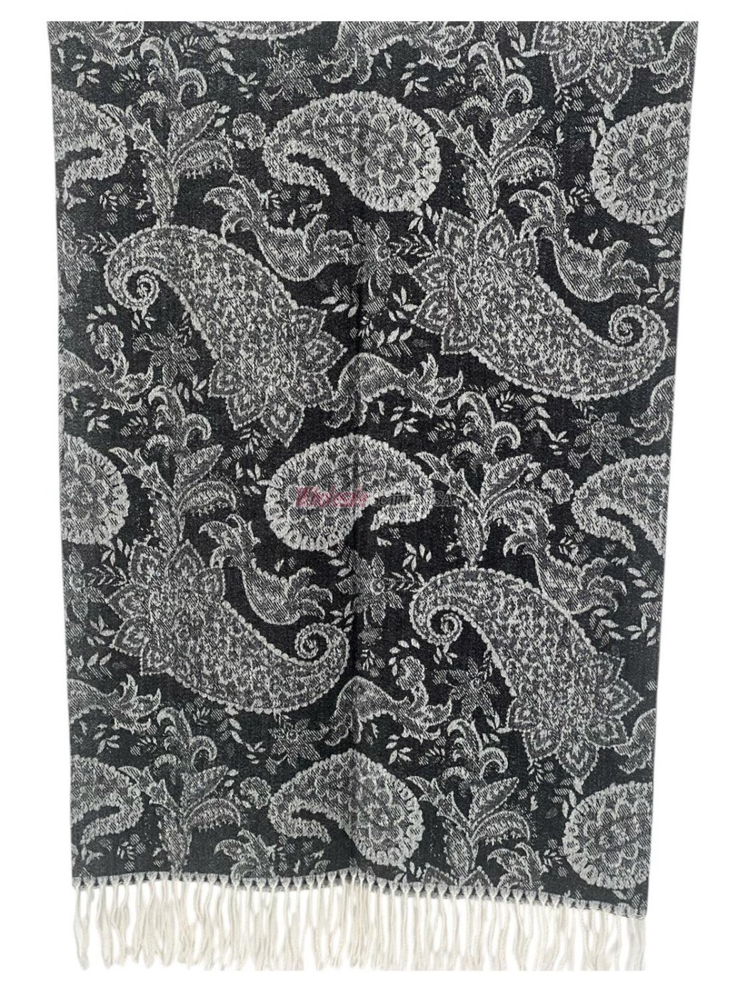 (image for) Boho Chic Paisley Cashmere Feel Shawl Black