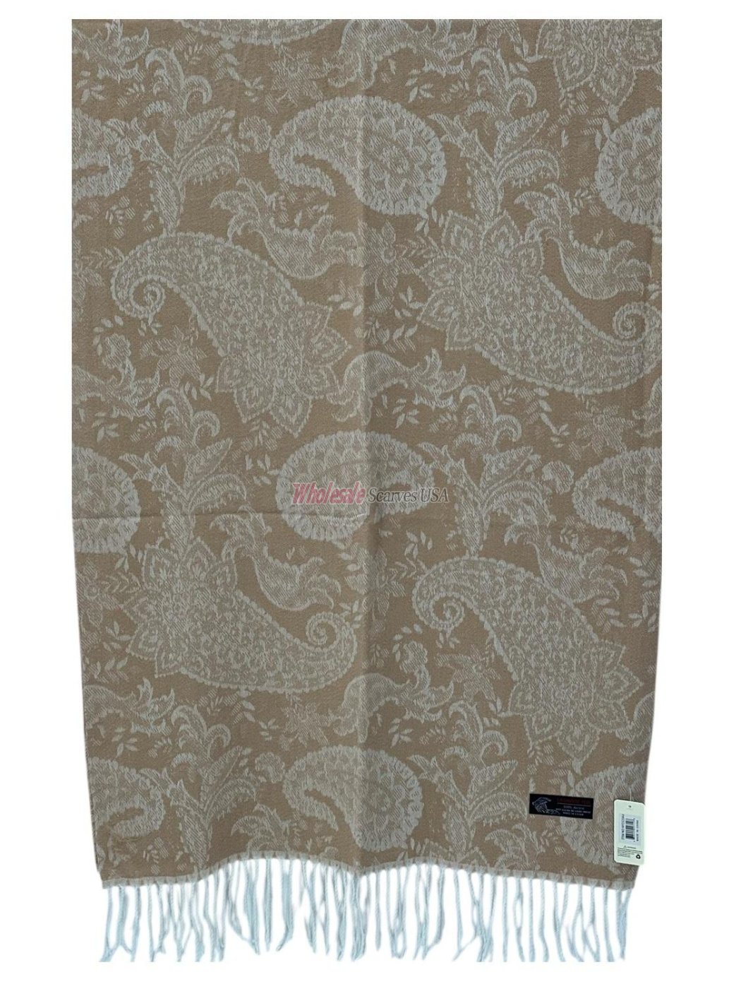 (image for) Boho Chic Paisley Cashmere Feel Shawl Soft Beige