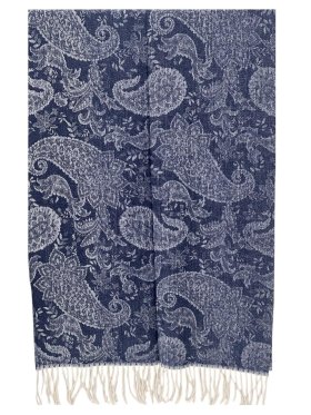 Boho Chic Paisley Cashmere Feel Shawl Navy