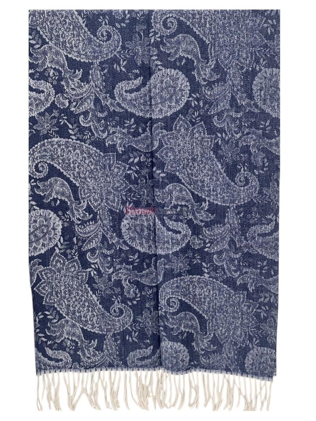 (image for) Boho Chic Paisley Cashmere Feel Shawl Navy