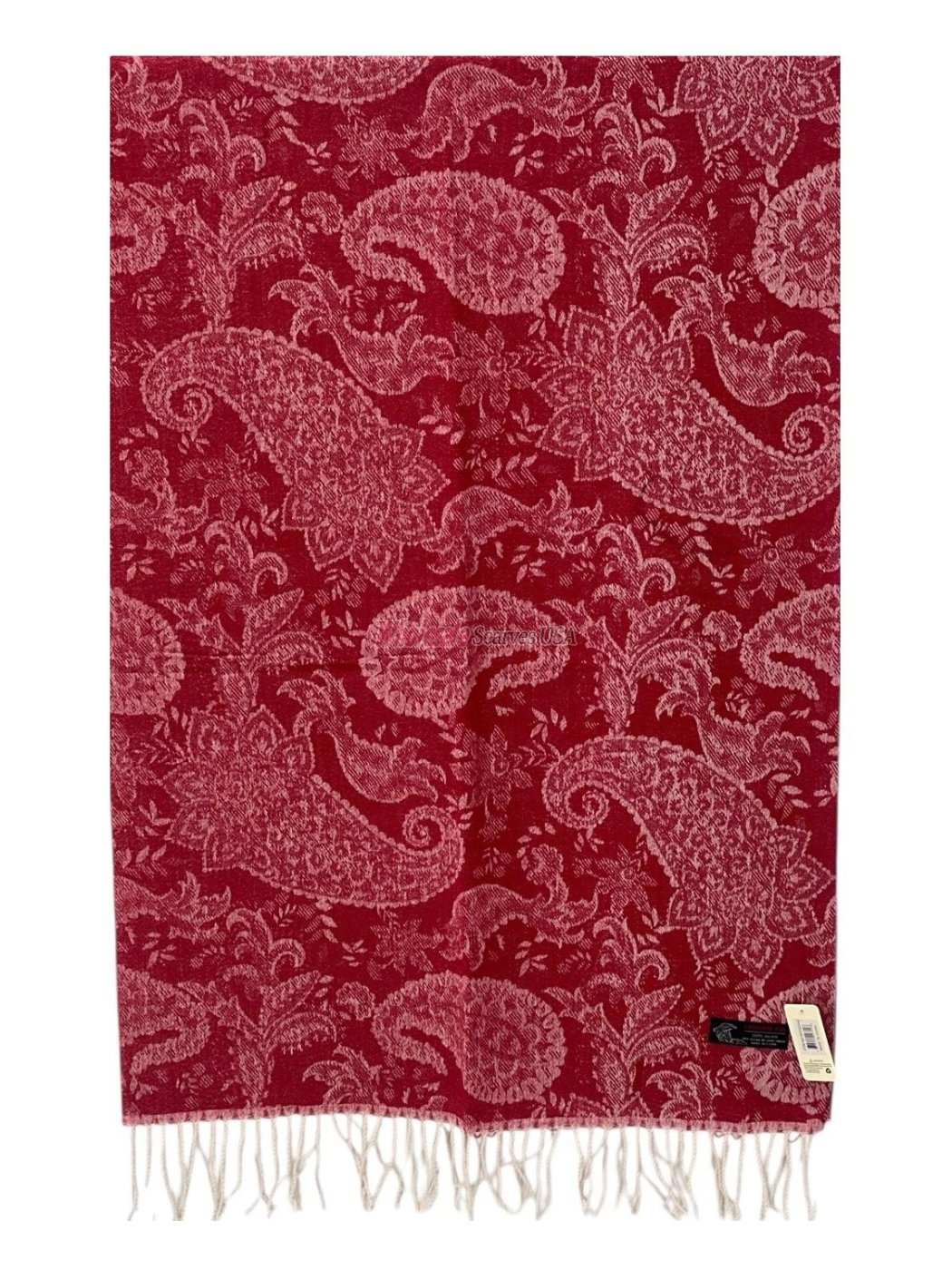 (image for) Boho Chic Paisley Cashmere Feel Shawl Red