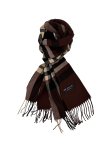 Cashmere Feel Plaid Scarf Brown 35-4 12-pack