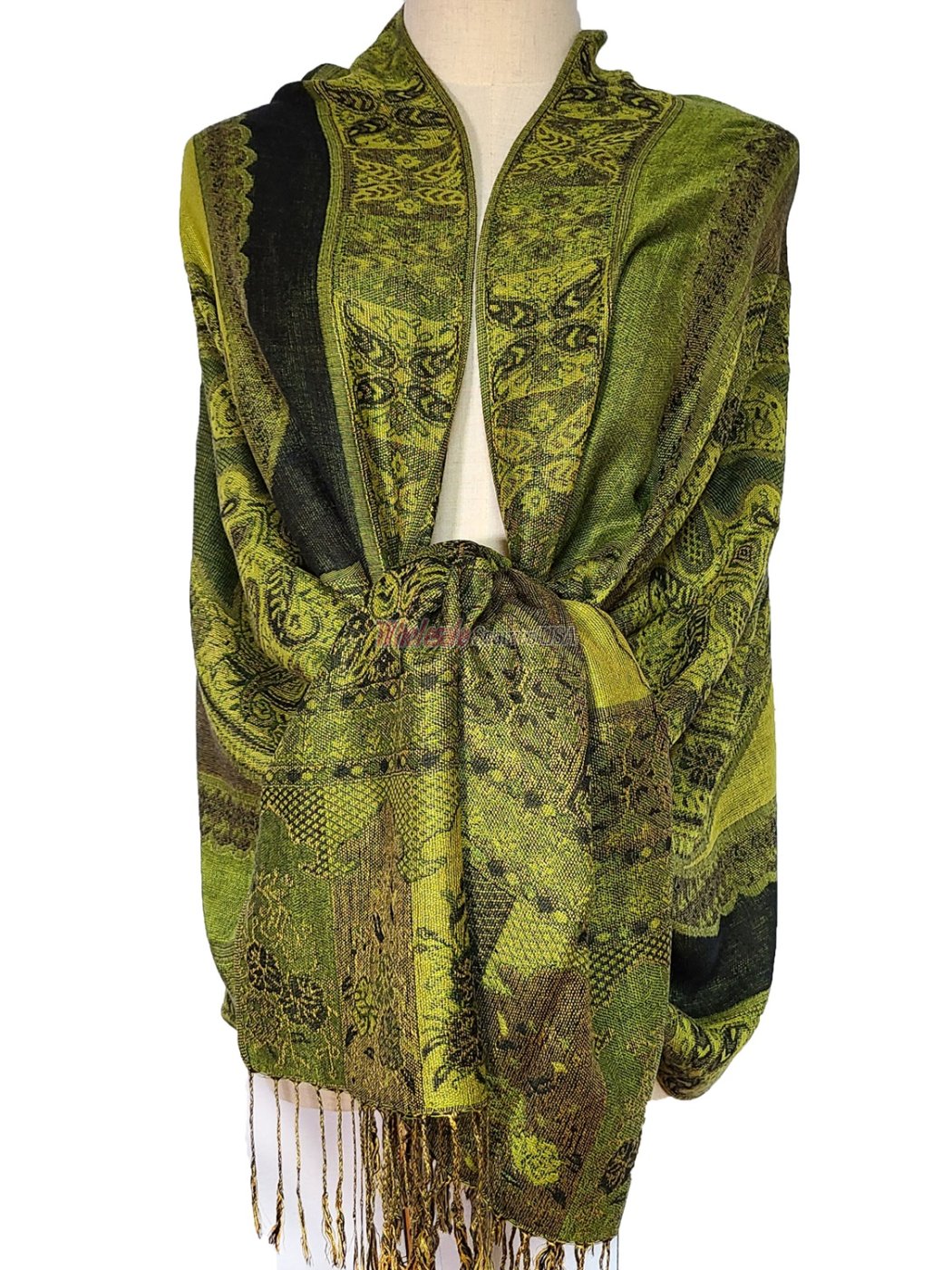 (image for) Paisley Flower Shawl Green/Black