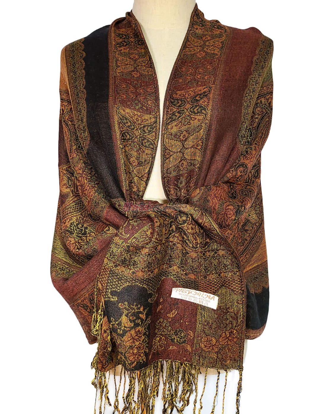 (image for) Paisley Flower Shawl Brown
