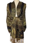 Paisley Flower Shawl Black/Gold