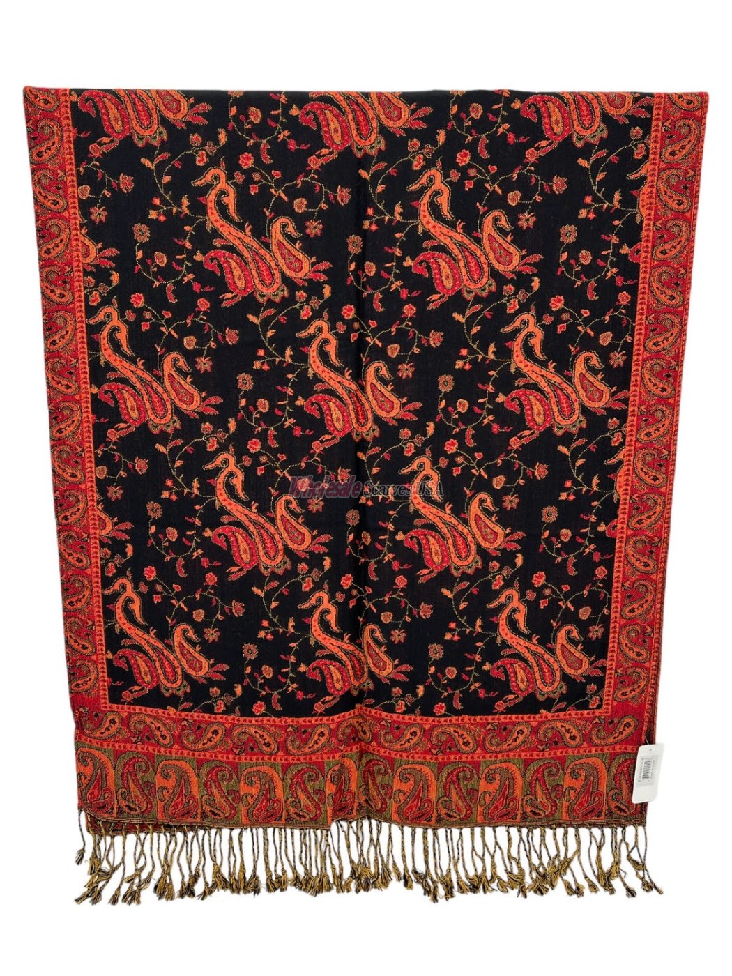 (image for) Small Paisley Scarf Black/Red - Click Image to Close