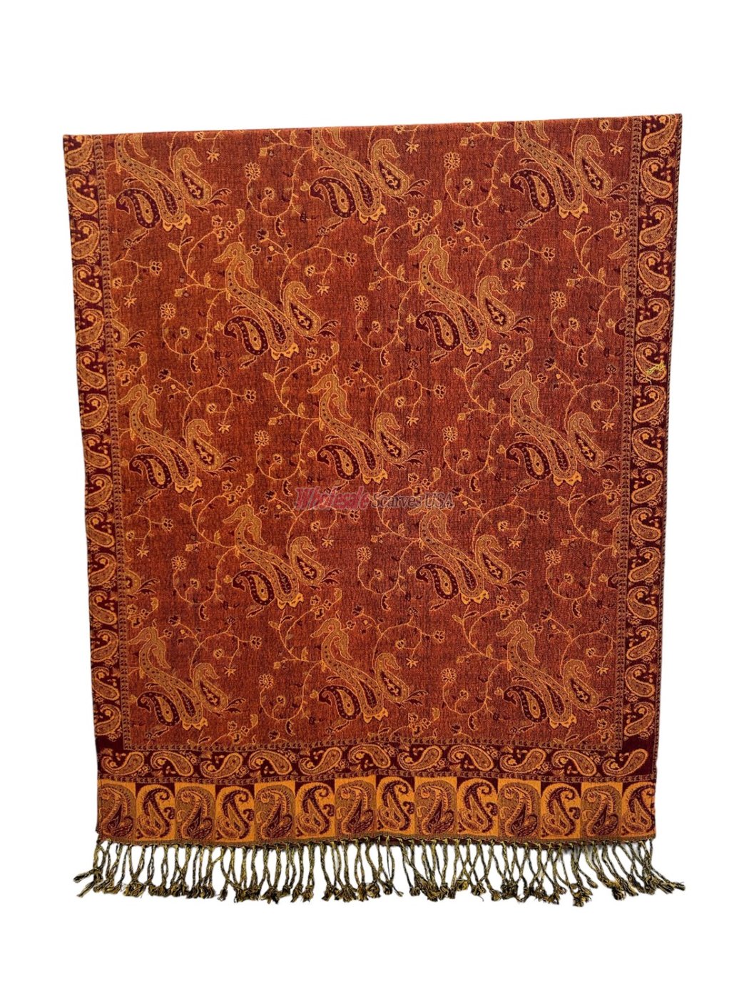 (image for) Small Paisley Scarf Rust Red