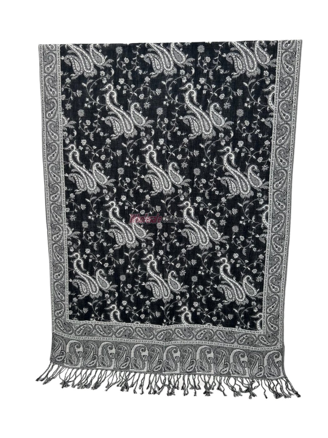 (image for) Small Paisley Scarf Black/White - Click Image to Close