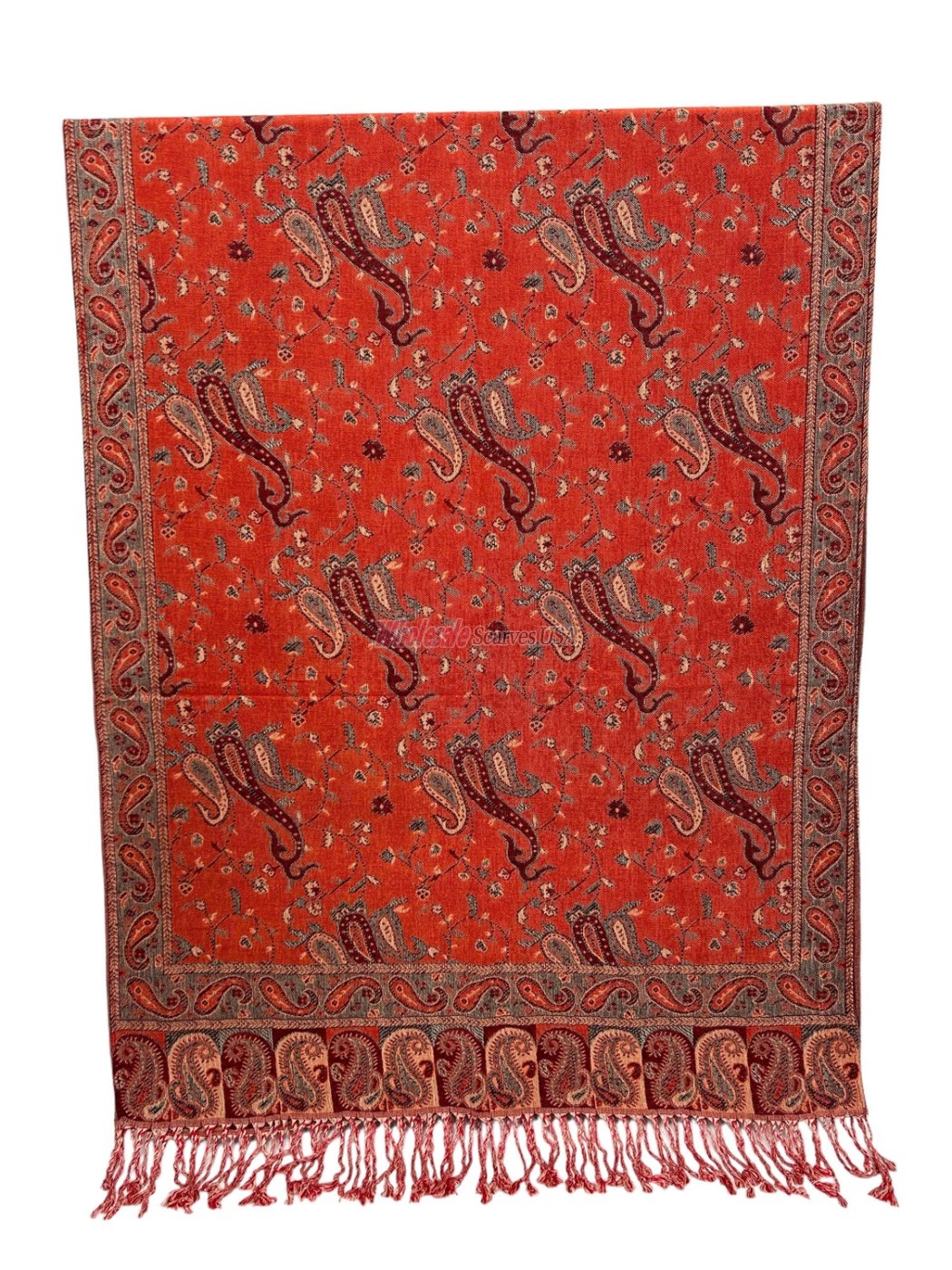 (image for) Small Paisley Scarf Oranger Red