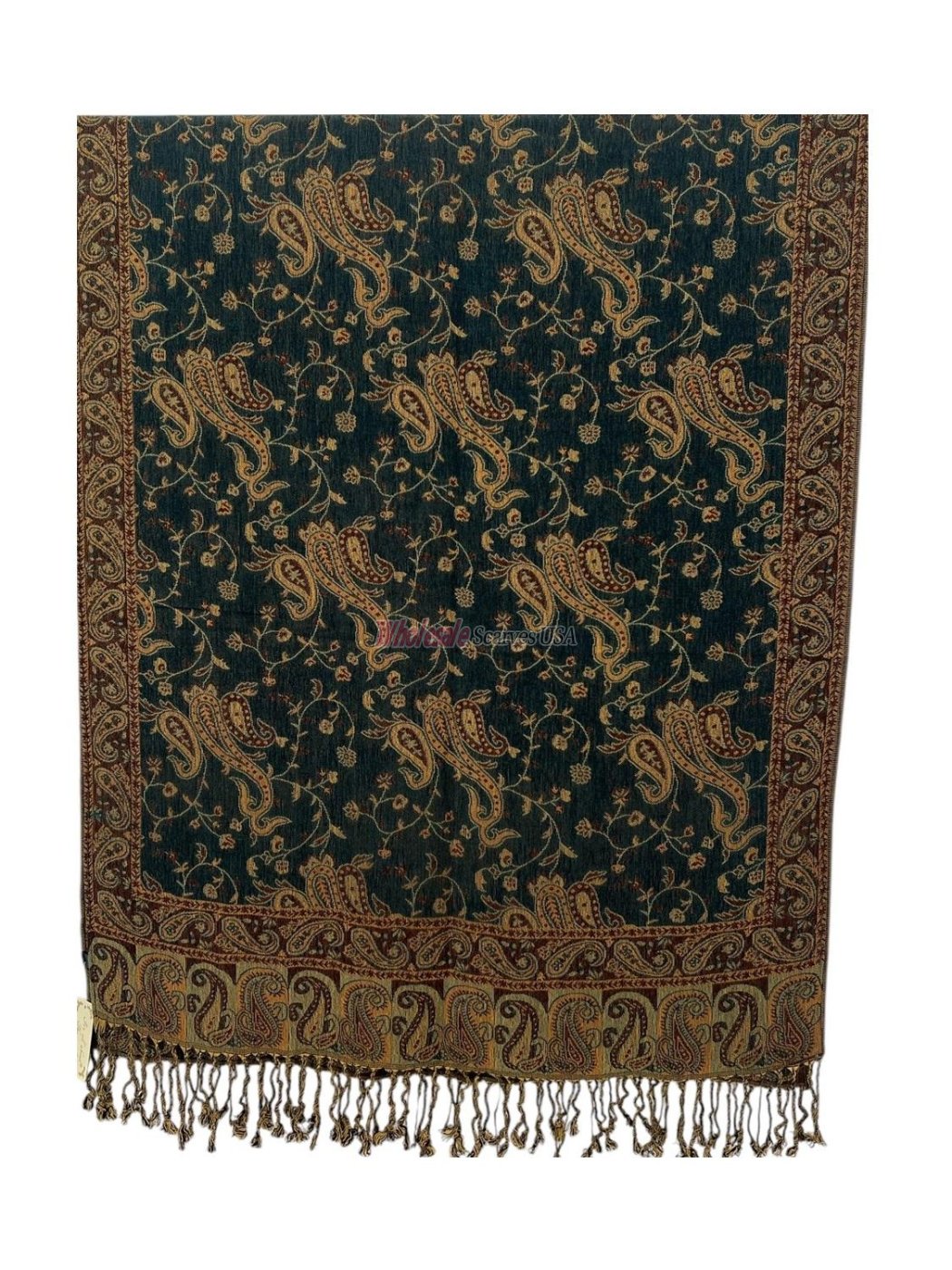 (image for) Small Paisley Scarf Dark SeaGreen