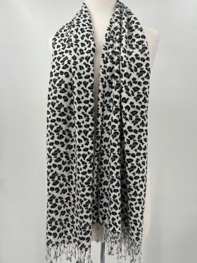 Leopard Print Scarf BLACK/WHITE