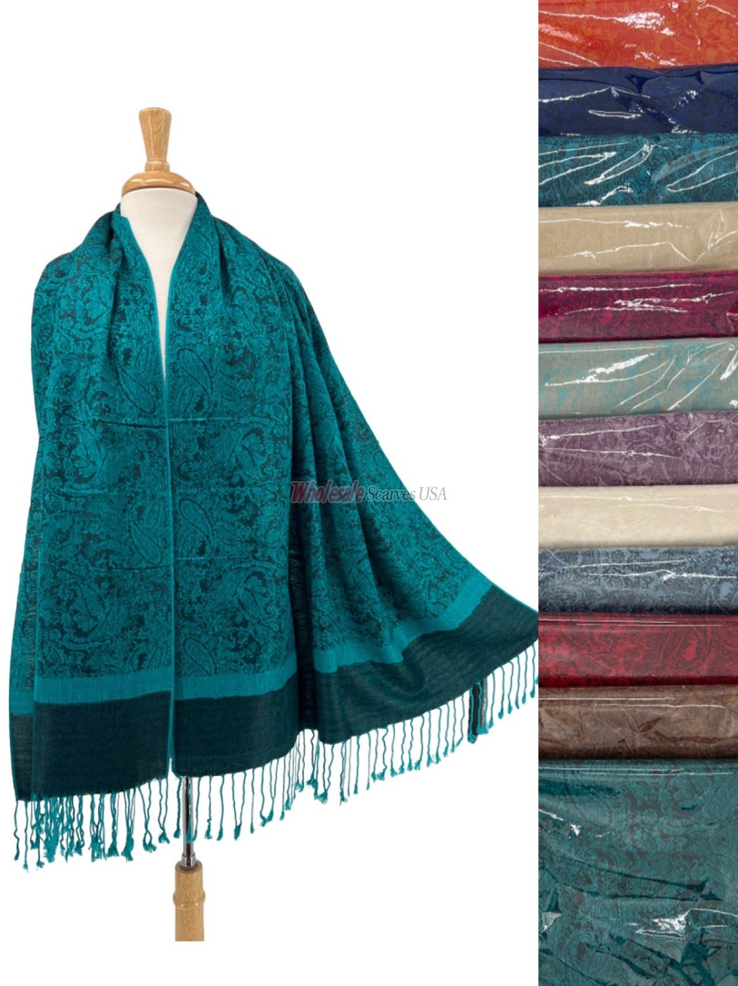 (image for) Paisley Jacquard Shawl 1 DZ, Asst. Color