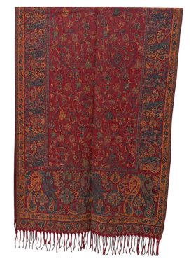 Paisley reversible Cashmere Feel Shawl Red