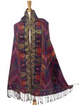 (image for) Feather Sparkling Metallic Pashmina Burgundy Multi