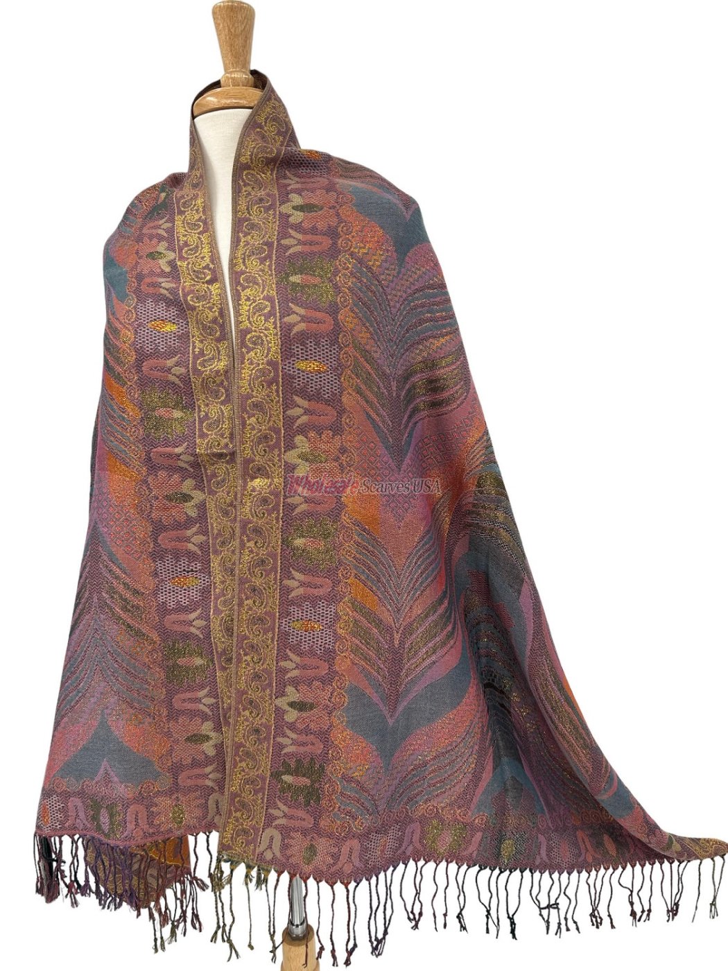 (image for) Feather Sparkling Metallic Pashmina Dusty Purple Multi