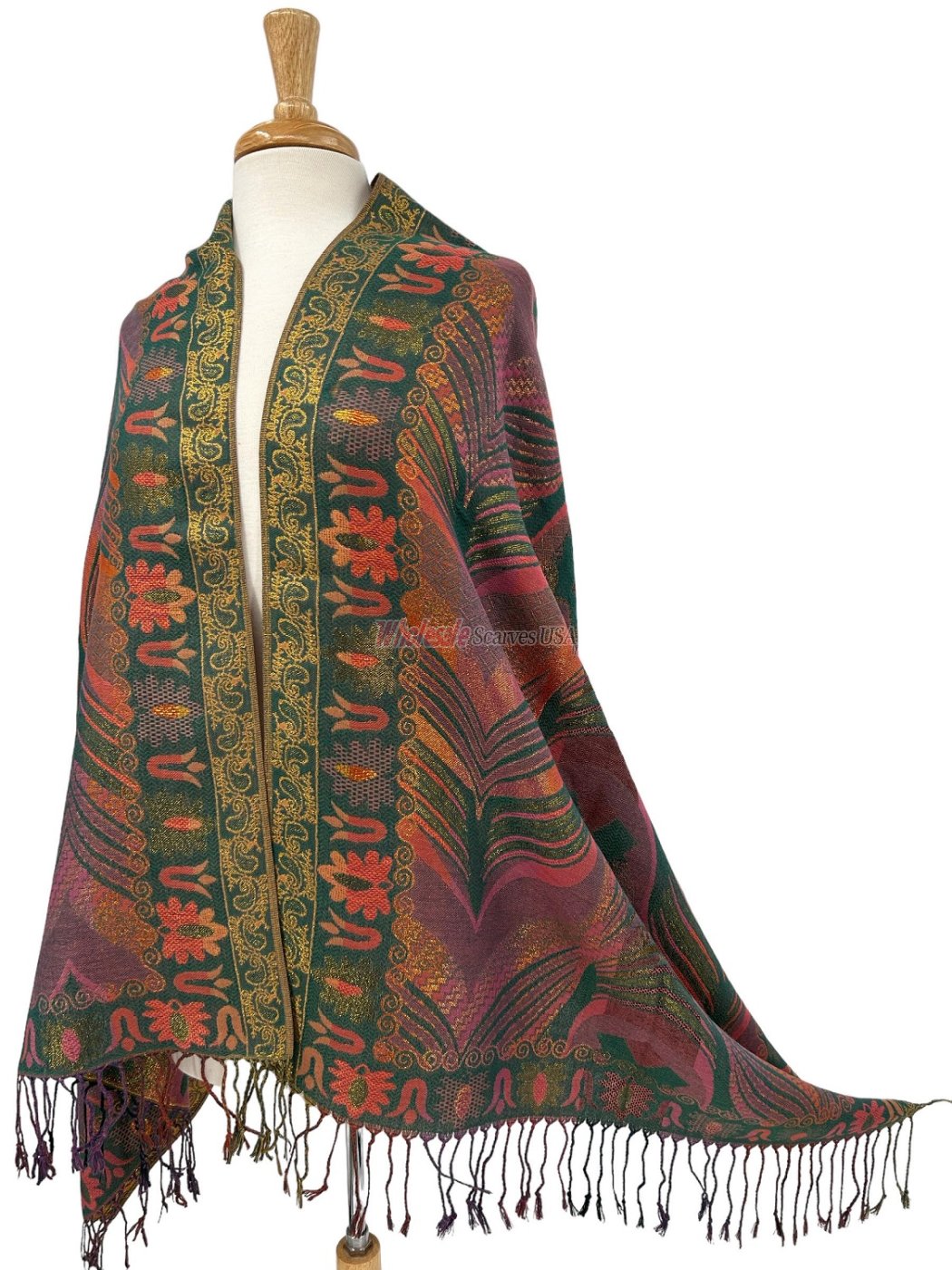 (image for) Feather Sparkling Metallic Pashmina Sea Green Multi