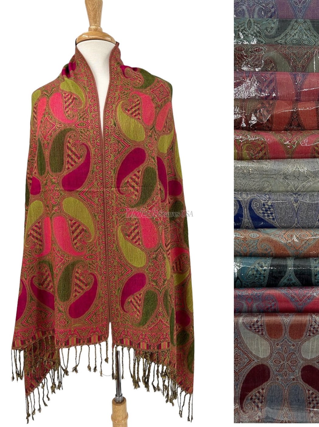 (image for) Beautiful Paisley Pashmina 1 DZ, Asst. Color